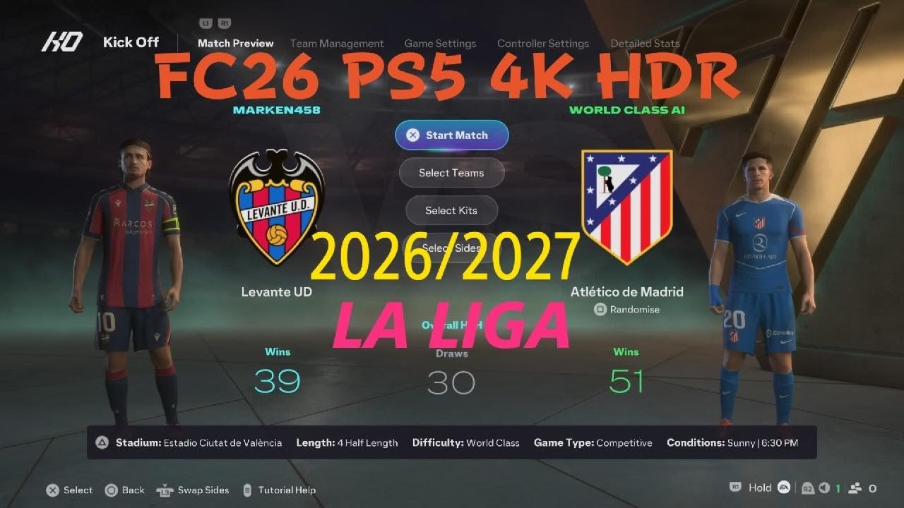 EA SPORTS FC 26* Lavente vs Atletico Madryt "LA LIGA" PS5 4K HDR Gameplay