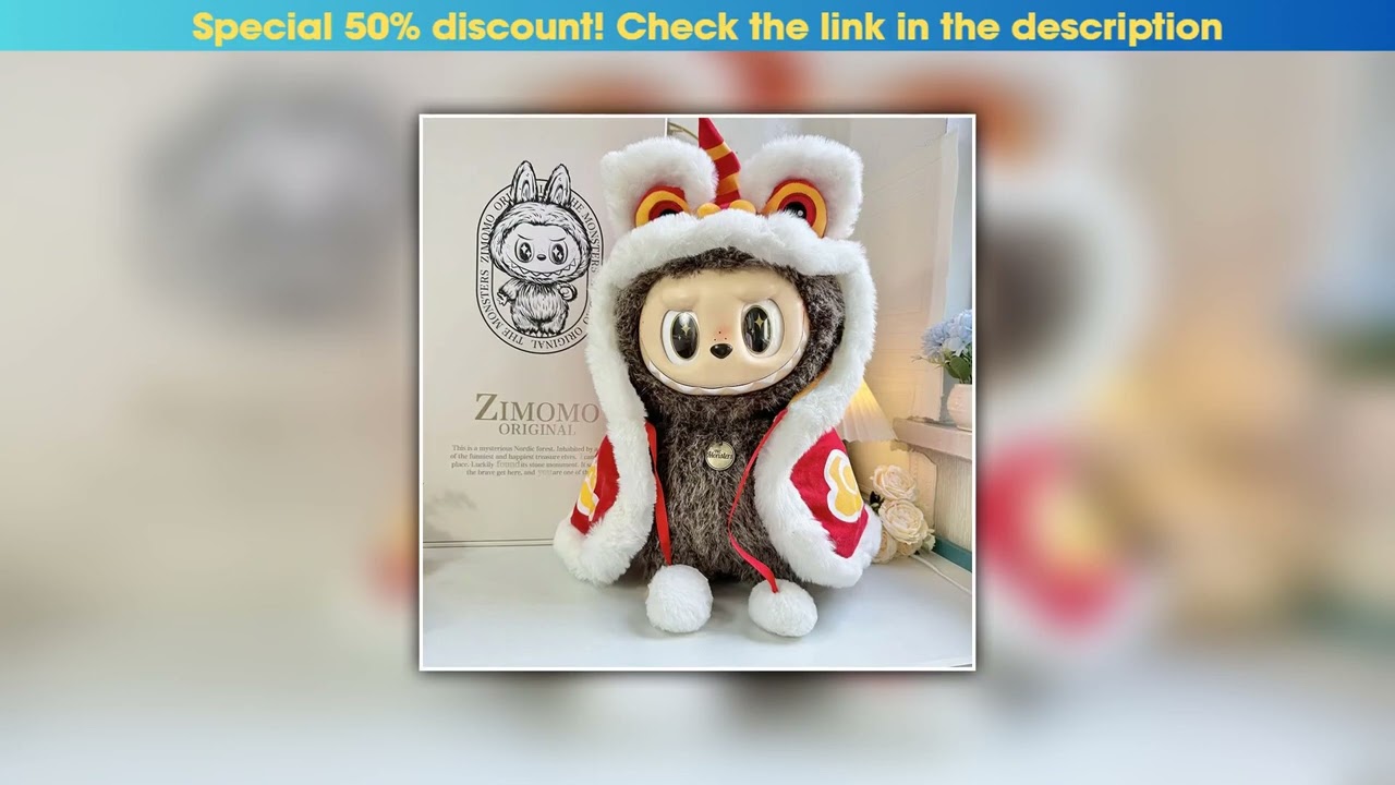 Unboxing 58cm Zimomo Labubu Clothing Doll Clothes Vinyl Labubu Winter Plush Clothes Lion Awakening•