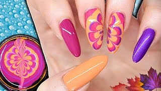 fall nails marble nail inspired autumn flower water easy