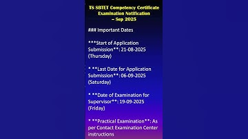 TS SBTET Competency Certificate Examination Notification