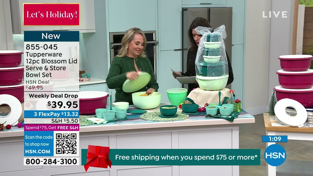 Tupperware 12piece Blossom Lid Serve Store Bowl Set - YouTube