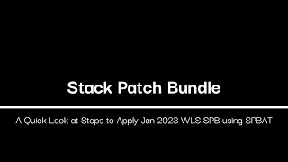Apply Jan 2023 Wls Spb Using Opatch Napply