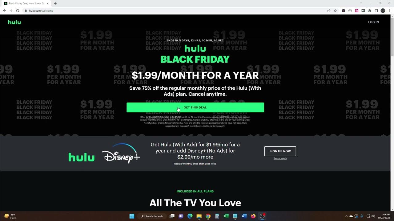 Hulu Black Friday Deal Discount 1.99 a Month YouTube