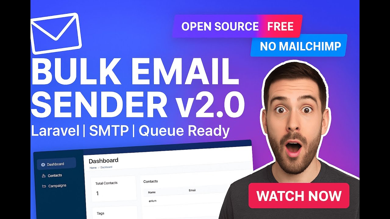 Bulk Email Sender v2.0.0 || Laravel || SMTP || Open Source || Email ...