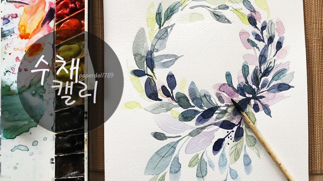 paint loose style watercolor leaves wreath