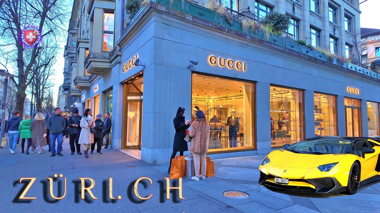 ZURICH SWITZERLAND ✨ Evening in City Center / Bahnhofstrasse / Stroll Around Town / Walking tour 4K