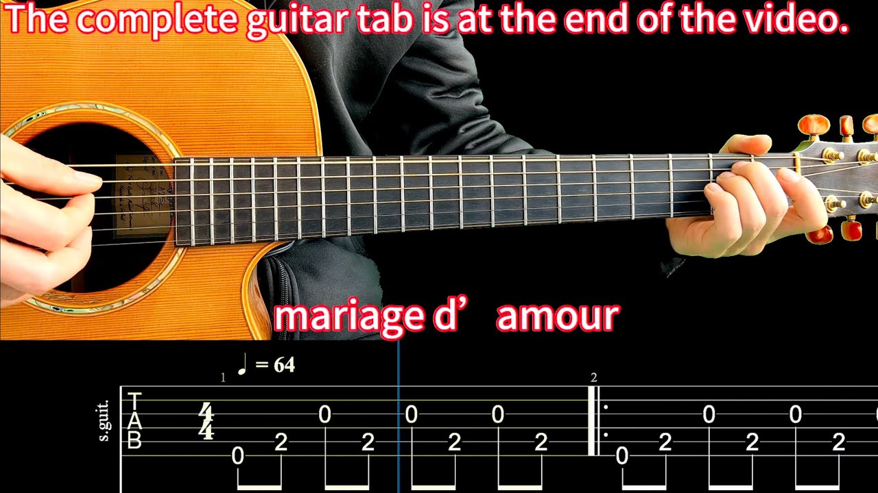 mariage d’amour Simple version! Nevertheless, you must relax your left hand(gently press the strings