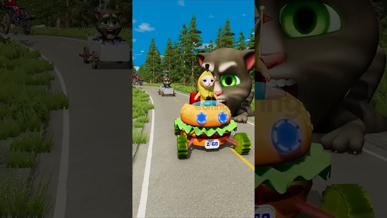 Strange Crazy Cars Vs Scary Tom Cat In BeamNG Drive