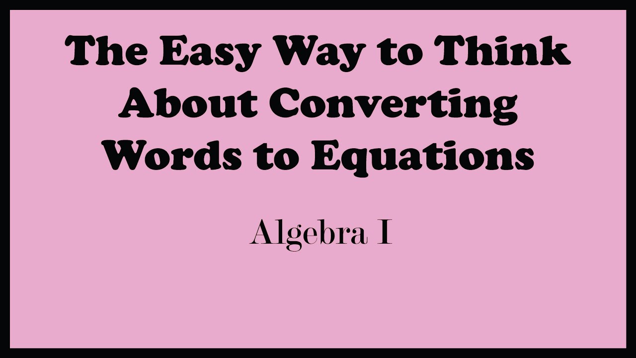 Words To Equations Worksheet