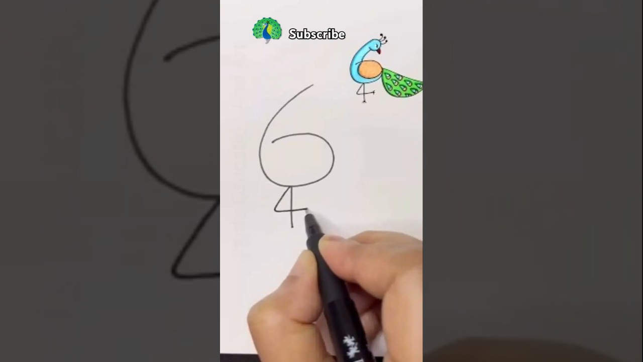 simple drawing 🦚 with number 64 