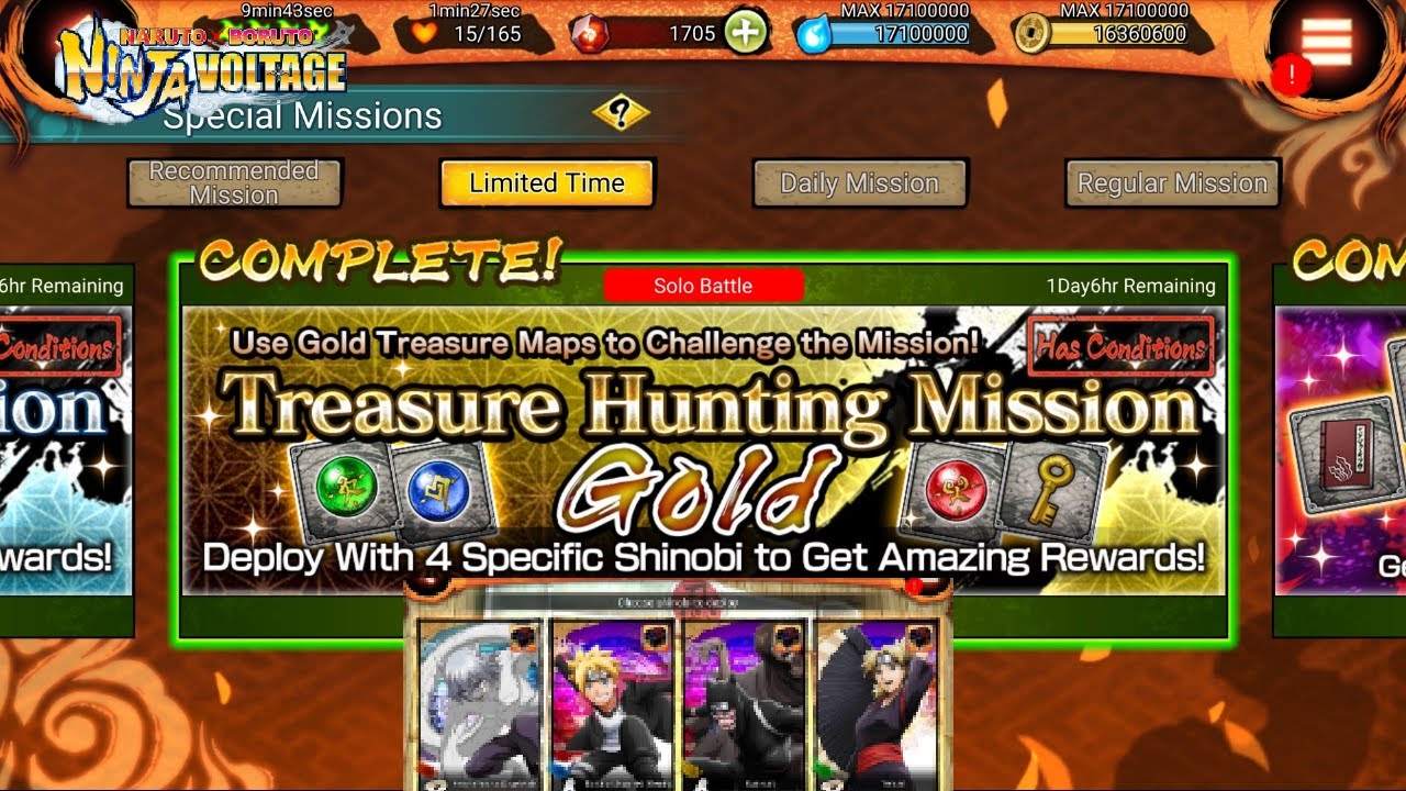 NxB NV | Treasure Hunting Mission Gold Map | Naruto x Boruto Ninja Voltage