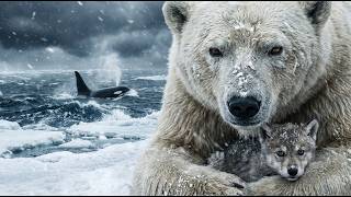 A Polar Bear Protected This Lost Wolf Pup Across Breaking Arctic Ice