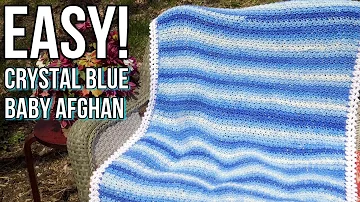 EASY Crystal Blue Baby Afghan - Blanket - Crochet Tutorial - Ice Yarn Magic Glitz