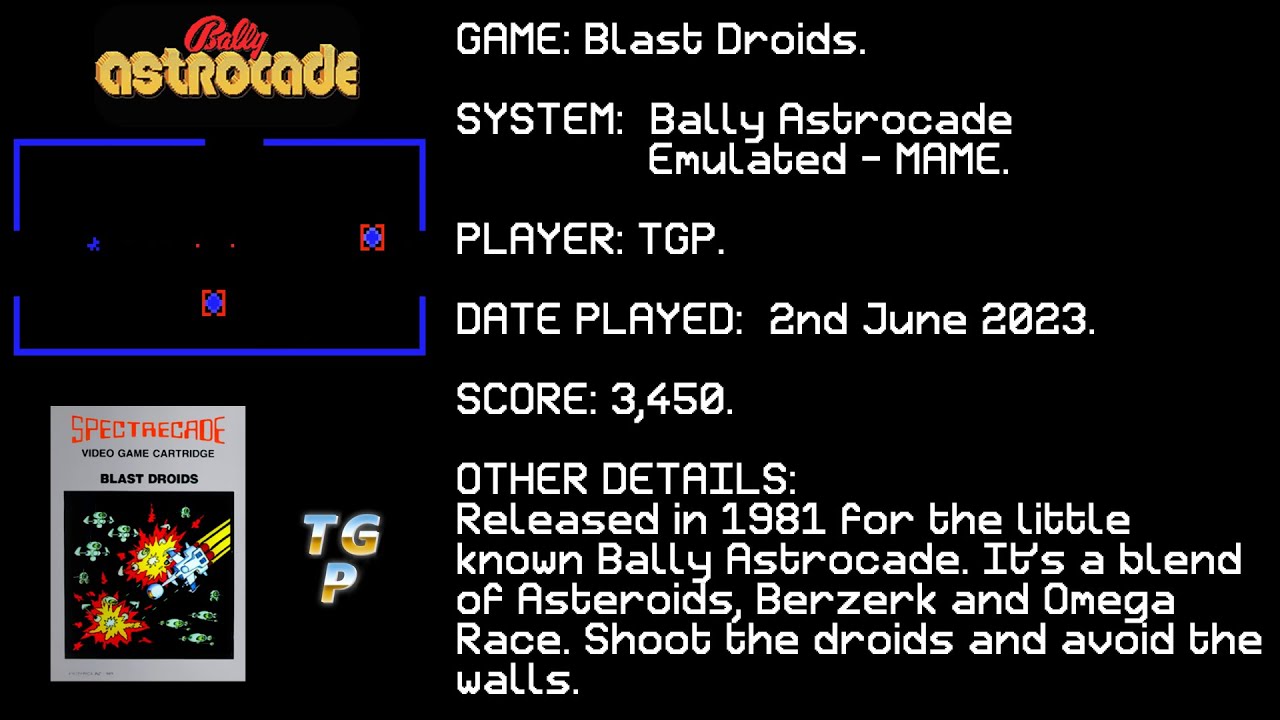 Blast Droids - Bally Astrocade - MAME - Game Play - 3,450 points - YouTube