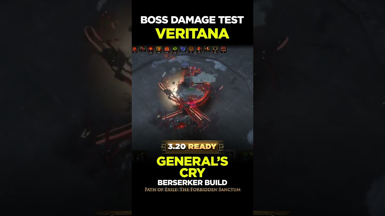 3.20 Boss Damage Test - General Cry Berserker - Poe Builds #shorts #pathofexile