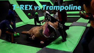 T-rex Costume At The Trampoline Park!! (Attack of The Rugrats)