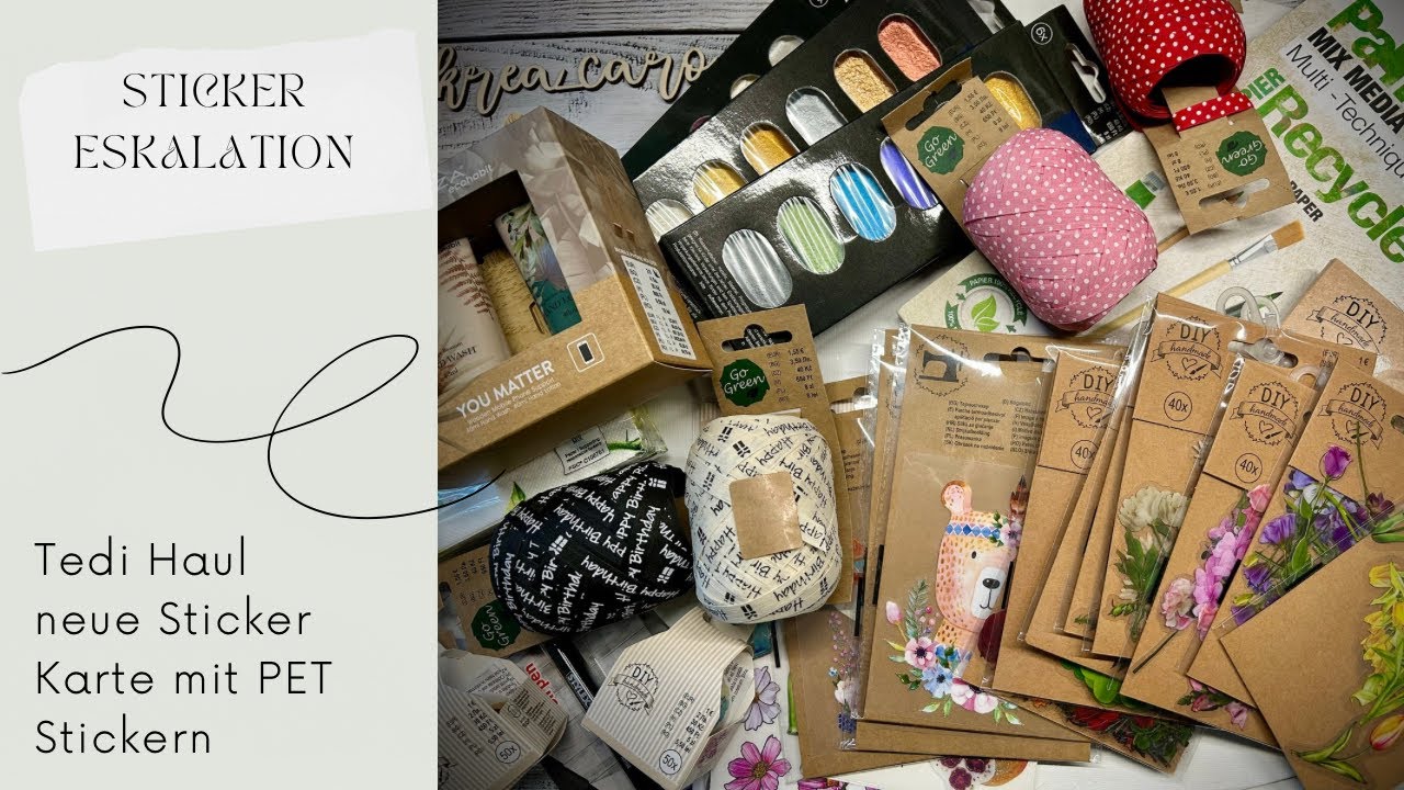 Karte mit PET Stickern- kleiner #Tedi #haul - leichte Sticker Eskalation 🙈