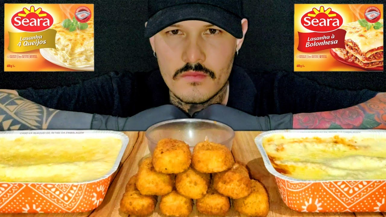 #59 ASMR COMIDA | LASANHA 4 QUEIJO E BOLONHESA (MUKBANG BRASIL) SONS DE MASTIGAÇÃO | Mateus ASMR.