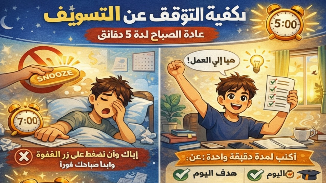 كيفية التوقف عن التسويف: عادة الصباح لمدة 5 دقائق