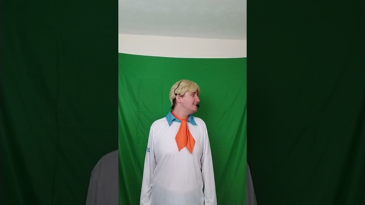 me as Fred lip syncing Tracy Beaker theme just green screen