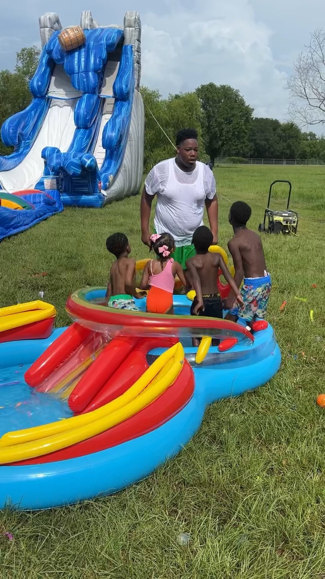 Big boy steals pool from kids and does belly flop #shorts