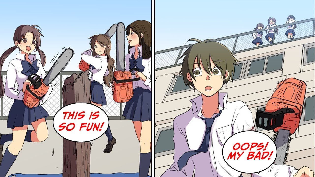 Three girls were working on a art project on the roof but then... [Manga Dub]
