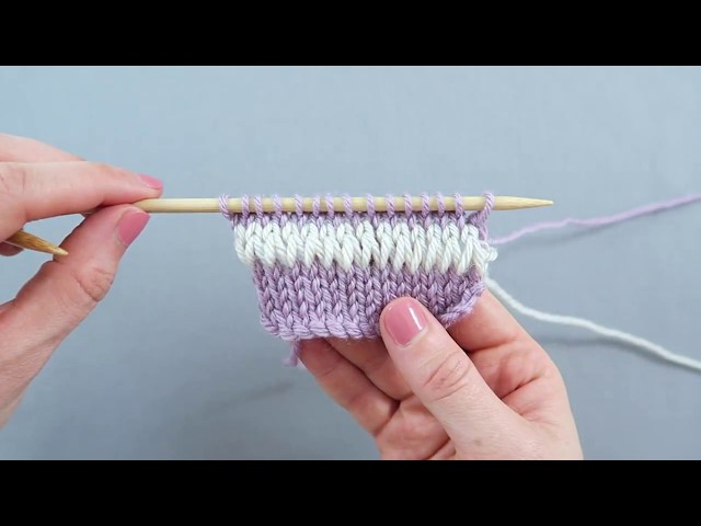 How to knit 6x2 alternating stripes - YouTube