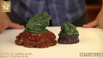 Thiềm Thừ Phong Thủy | Cóc 3 Chân Ngọc Bích (Nephite) Quý Hiếm - M0916 + M0772
