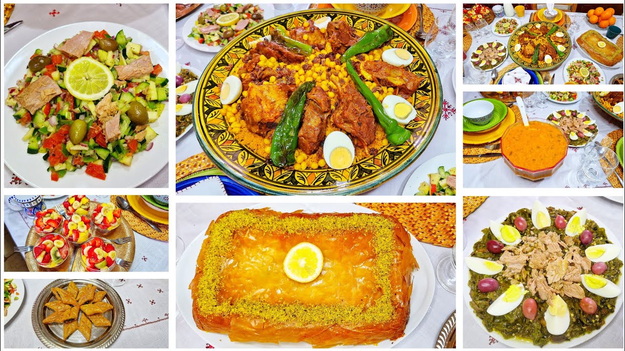 عشاء ليلة 27 من رمضان🌙كسكسي بلحم العلوش 🌙طاجين ملسوقة🌙سلاطة مشوية🌙شربة شعير 🌙سلاطة تونسية