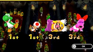 Mario Party 9 Garden Battles - Wario Vs Yoshi Vs Birdo Vs Toad| Cartoons Mee