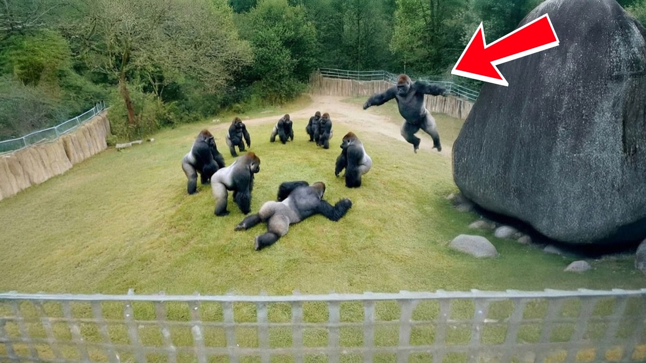Giant Gorilla Falls at the Zoo, What the Other Gorillas Do Next Is Unbelievable | animal stories