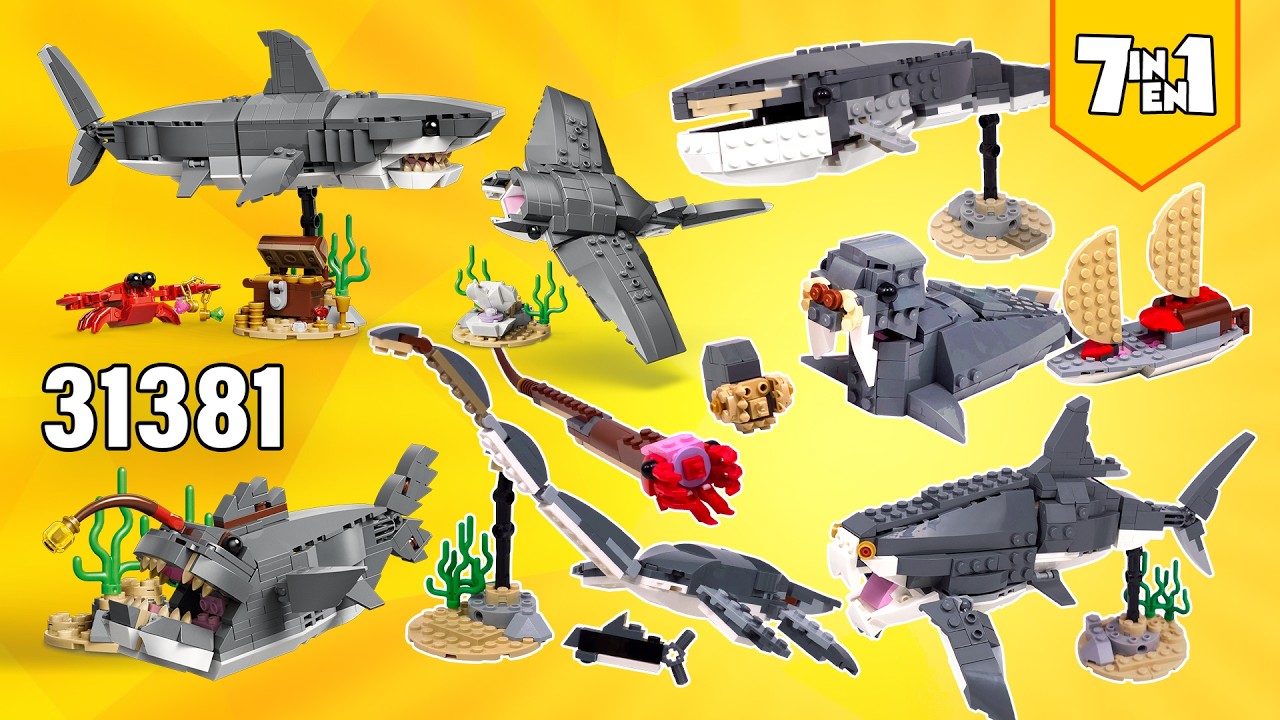 7in1 LEGO Creator Fierce Shark with a Treasure Chest MOC's (31381