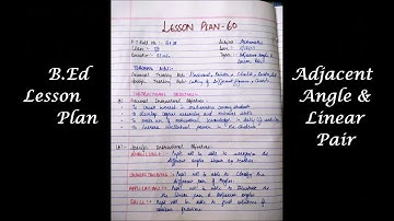 B.Ed Lesson Plan {MATH} || Adjacent Angles & Linear Pair