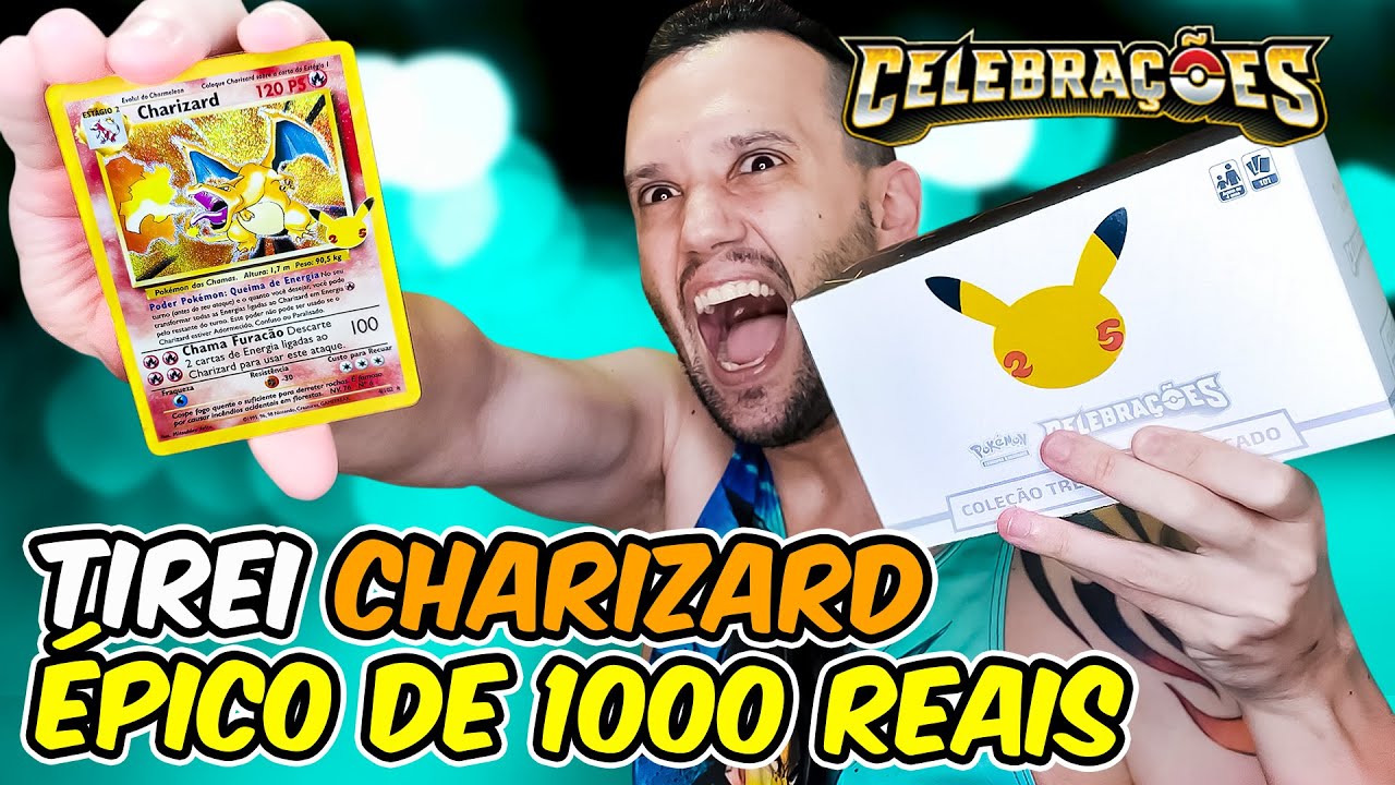 TIREI CHARIZARD RARÍSSIMO CARTA MAIS CARA DE POKÉMON CELEBRAÇÕES