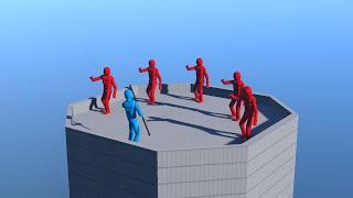NPC Rooftop Battle (with active ragdoll physics)