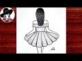 Very easy girl drawing  girl drawing step by step  easy girl backside drawing