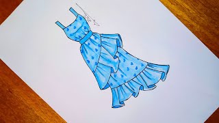 رسم فستان جميل سهل جدا للمبتدئين | Comment dessiner une robe