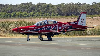 1x RAAF PC-21 Roulette Low Fly By -  Landing and Takeoff at Bendigo Airport