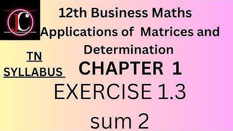 12th business maths exercise 1.3 sum 2
