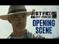 Justified city primeval  episode 1 opening scene raylan and willas runin  fx
