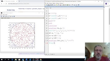 Scilab, a second look at scripts,  writing a script that finds pi in a rather inefficient way