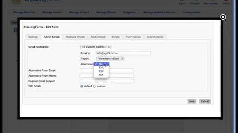 Edit Email Details Breezing Forms Joomla
