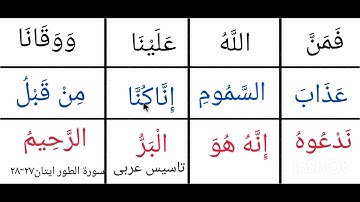 تعلم القراءة/ سورة الطور الاية رقم ٢٧-٢٨