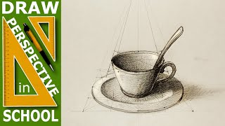 How to draw: Cylindrical object draw - Coffee cup in perspective