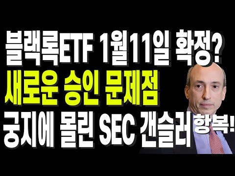 비트코인 리플 도지코인 이더리움 블랙록ETF 1월11일 확정? 새로운 승인 문제점 궁지에 몰린 SEC 갠슬러