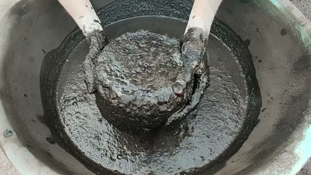 Dust Volcano|| Pure Charcoal Crumbling dipping in Water with mixing in messy tub