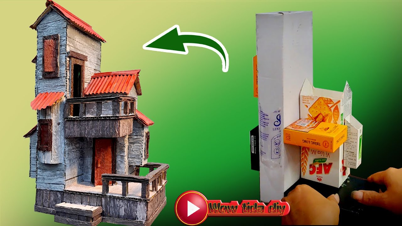 Easy cardboard recycling art ideas | Easy diy cardboard house | wow tida diy