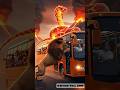 Battle of the volcano: The lion’s enter in the bus to fight with the fiery snake #lion #bus