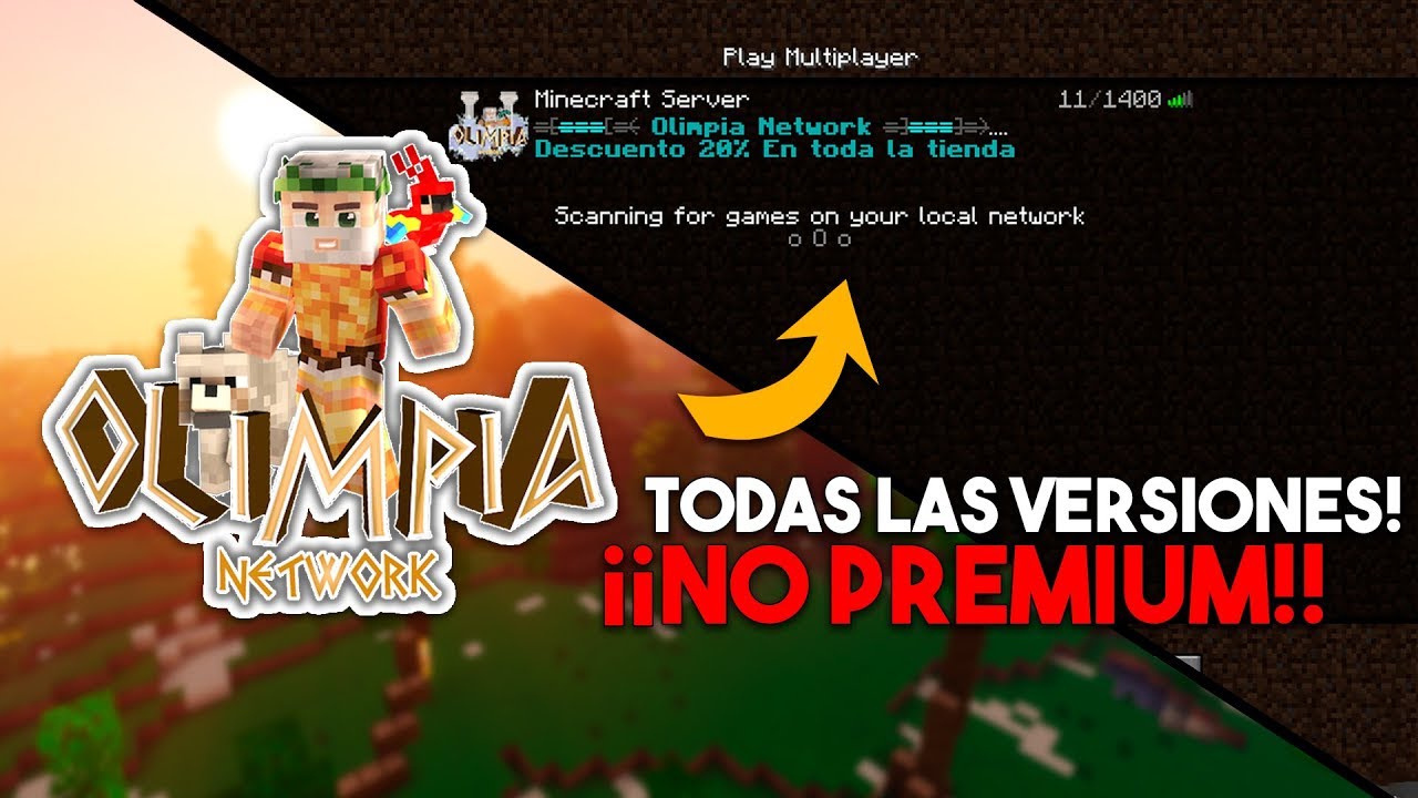 Servidor de minecraft no premium 1.8.X a 1.14.X | Olimpia Network - YouTube