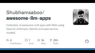 GitHub - Shubhamsaboo/awesome-llm-apps: Collection of awesome LLM apps with RAG using OpenAI, Ant...